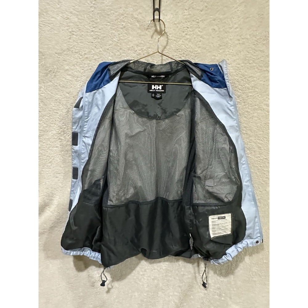 Helly Hansen Rain Jacket Mens Medium Blue Hooded Packable Helly Tech Nylon - Picture 5 of 10